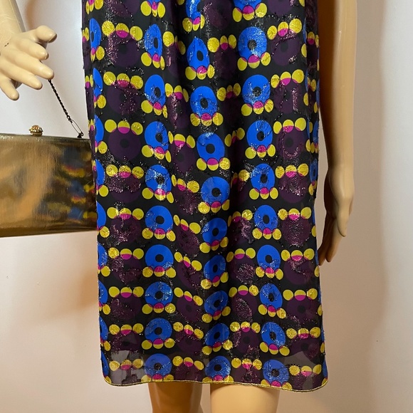 Anna Sui mod metallic graphic print shift dress! - Picture 4 of 12